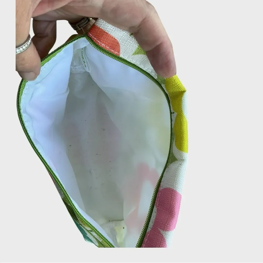 Clinique Floral Makeup Bag Cosmetic Travel Pouch Lined Zip Case